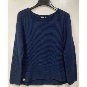 SHXT That I Knit in Peru The Scotia Sweater Navy Blue MEDIUM Pima Cotton